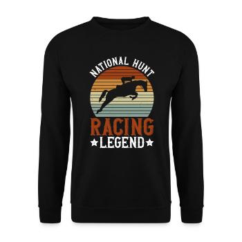 Springreiten Reitsport Pferd Reiten Reiter - Unisex Pullover - Schwarz - Vorne - Alina (178cm) & Michal (187cm)