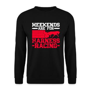 Les week-ends sont pour les courses de trot - courses de chevaux - Sweat-shirt Unisexe - noir - Devant - Alina (178cm) & Michal (187cm)