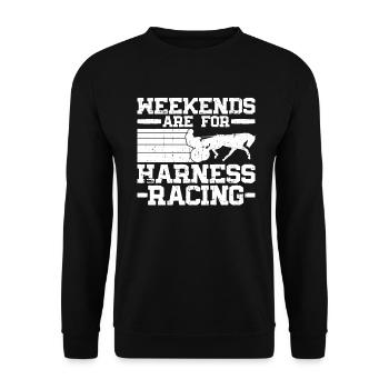 Wochenenden sind für Trabrennen - Pferderennen - Unisex Pullover - Schwarz - Vorne - Alina (178cm) & Michal (187cm)