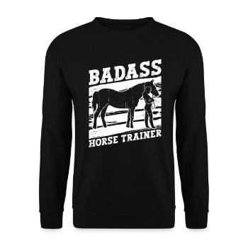 Badass Horse Trainer - Pferdetrainer Reiten Reiten - Unisex Pullover - Schwarz - Vorne - Alina (178cm) & Michal (187cm)