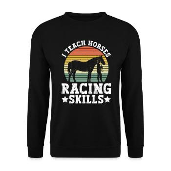 Pferdetrainer Reiten Pferd Reitlehrer - Unisex Pullover - Schwarz - Vorne - Alina (178cm) & Michal (187cm)