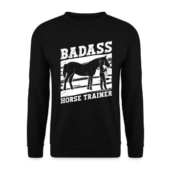 Badass Horse Trainer - Pferdetrainer Reiten Reiten - Unisex Pullover - Schwarz - Vorne - Alina (178cm) & Michal (187cm)