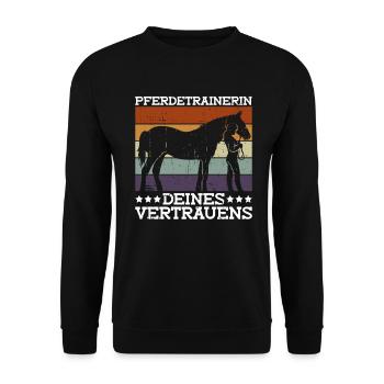Pferdetrainerin Deines Vertrauens - Pferdetrainer - Unisex Pullover - Schwarz - Vorne - Alina (178cm) & Michal (187cm)