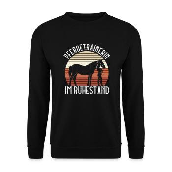 Pferdetrainerin Im Ruhestand - Pferdetrainer - Unisex Pullover - Schwarz - Vorne - Alina (178cm) & Michal (187cm)