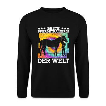 Beste Pferdetrainerin Der Welt - Reitlehrer Pferde - Unisex Pullover - Schwarz - Vorne - Alina (178cm) & Michal (187cm)