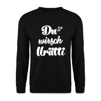 Du wirsch Urätti Hallo Ätti Hallo Opa Schweiz Baby - Unisex Pullover - Schwarz - Vorne - Alina (178cm) & Michal (187cm)