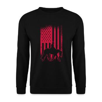 Chasse équitation anglaise cavalier cheval sport équestre - Sweat-shirt Unisexe - noir - Devant - Alina (178cm) & Michal (187cm)