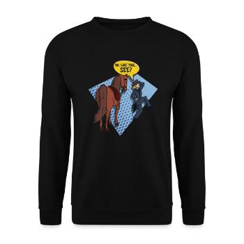 Siège de selle équitation anglaise cavalier cheval sport équestre - Sweat-shirt Unisexe - noir - Devant - Alina (178cm) & Michal (187cm)