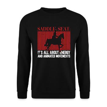 Saddle : Es geht um Energie und animierte - Unisex Pullover - Schwarz - Vorne - Alina (178cm) & Michal (187cm)