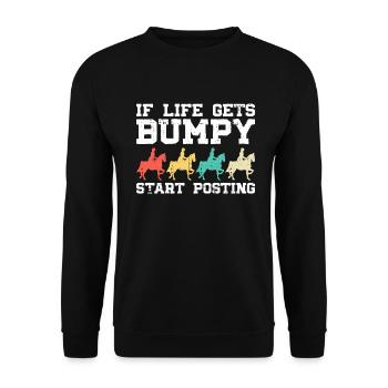 When life gets bumpy, start - Unisex Sweatshirt - black - Front - Alina (178cm) & Michal (187cm)