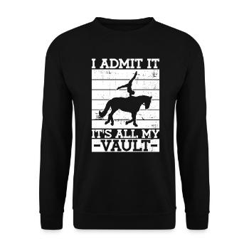 Ich gebe es zu. Es ist alles mein Voltigieren. - - Unisex Pullover - Schwarz - Vorne - Alina (178cm) & Michal (187cm)