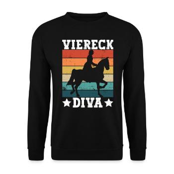 Viereck Diva - Dressurreiten Dressur Reiten - Unisex Pullover - Schwarz - Vorne - Alina (178cm) & Michal (187cm)