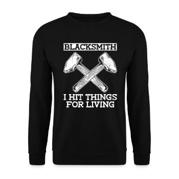 Forgeron, je frappe des choses pour vivre - Forgeron - Sweat-shirt Unisexe - noir - Devant - Alina (178cm) & Michal (187cm)