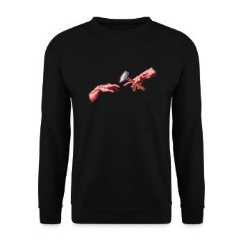 Schmied Schmiede Amboss Metallbauer Metall - Unisex Pullover - Schwarz - Vorne - Alina (178cm) & Michal (187cm)