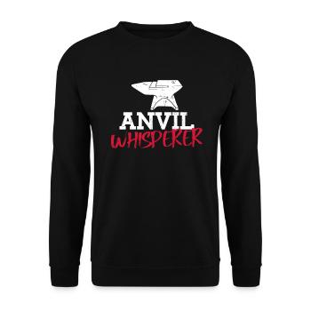 Ambossflüsterer - Schmied Schmiede Metall - Unisex Pullover - Schwarz - Vorne - Alina (178cm) & Michal (187cm)