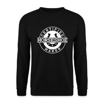 Zertifizierter Hufbeschlaghersteller - Hufschmied - Unisex Pullover - Schwarz - Vorne - Alina (178cm) & Michal (187cm)