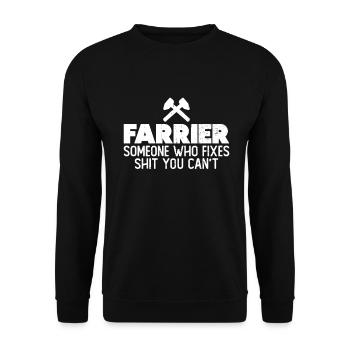 Hufschmied Schmiede Schmied Metall Lustig Spruch - Unisex Pullover - Schwarz - Vorne - Alina (178cm) & Michal (187cm)