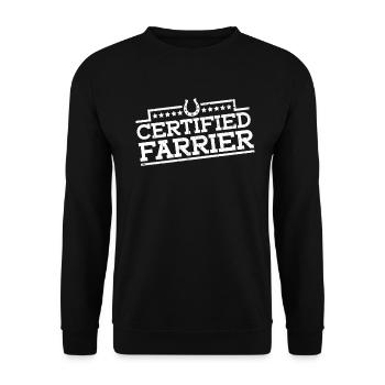 Zertifizierter Hufschmied - Schmied Schmiede - Unisex Pullover - Schwarz - Vorne - Alina (178cm) & Michal (187cm)