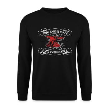 Mein Amboss Ruft Und Ich Muss Los - Schmied - Unisex Pullover - Schwarz - Vorne - Alina (178cm) & Michal (187cm)