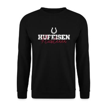 Hufeisen Flüsterer - Schmied Schmiede Metall - Unisex Pullover - Schwarz - Vorne - Alina (178cm) & Michal (187cm)