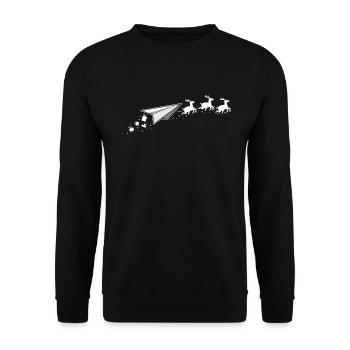 Papierflugzeug Weihnachtsmann Weihnachtsschlitten - Unisex Pullover - Schwarz - Vorne - Alina (178cm) & Michal (187cm)