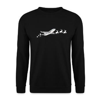 Flugzeug Weihnachtsmann Weihnachtsschlitten - - Unisex Pullover - Schwarz - Vorne - Alina (178cm) & Michal (187cm)