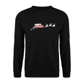 Krankenwagen Weihnachtsmann Weihnachtsschlitten - - Unisex Pullover - Schwarz - Vorne - Alina (178cm) & Michal (187cm)