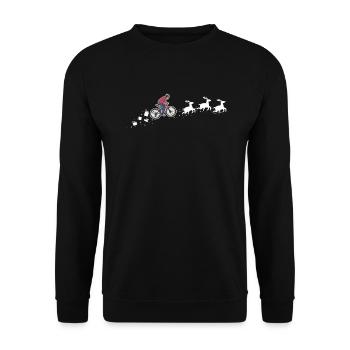Mountainbike-Weihnachtsschlitten - Lustiger - Unisex Pullover - Schwarz - Vorne - Alina (178cm) & Michal (187cm)