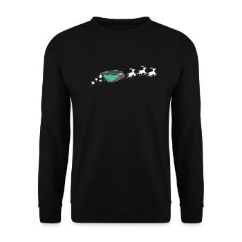 Rowing Boat Santa Christmas Sleigh - Fun - Unisex Sweatshirt - black - Front - Alina (178cm) & Michal (187cm)