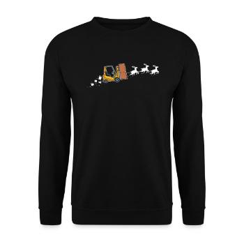 Chariot élévateur Santa Christmas Sleigh - Drôle - Sweat-shirt Unisexe - noir - Devant - Alina (178cm) & Michal (187cm)