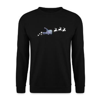 Crane Santa Claus Christmas sleigh - Funny - Unisex Sweatshirt - black - Front - Alina (178cm) & Michal (187cm)