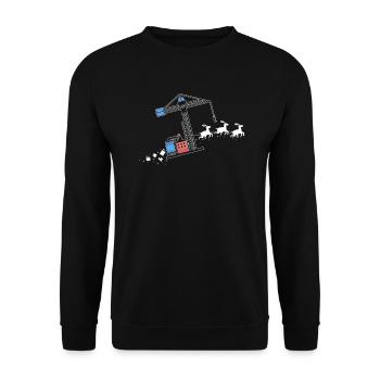 Crane Santa Claus Christmas sleigh - Funny - Unisex Sweatshirt - black - Front - Alina (178cm) & Michal (187cm)