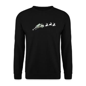 Dumptruck Santa Christmas Sleigh - Drôle - Sweat-shirt Unisexe - noir - Devant - Alina (178cm) & Michal (187cm)