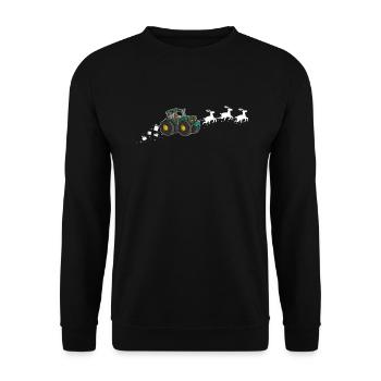 Tractor Santa Claus Sleigh - Funny - Unisex Sweatshirt - black - Front - Alina (178cm) & Michal (187cm)