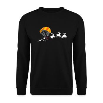 Fallschirm Weihnachtsmann Weihnachtsschlitten - - Unisex Pullover - Schwarz - Vorne - Alina (178cm) & Michal (187cm)