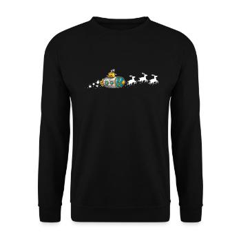 Traîneau de Noël sous-marin Père Noël - Drôle - Sweat-shirt Unisexe - noir - Devant - Alina (178cm) & Michal (187cm)
