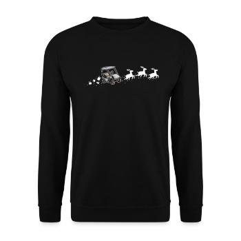 Golf Cart Santa Christmas Sleigh - Funny Golf - Unisex Sweatshirt - black - Front - Alina (178cm) & Michal (187cm)