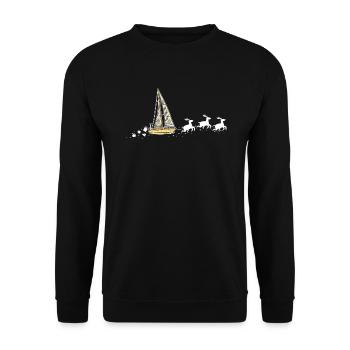 Voilier Santa Christmas Sleigh - Drôle - Sweat-shirt Unisexe - noir - Devant - Alina (178cm) & Michal (187cm)
