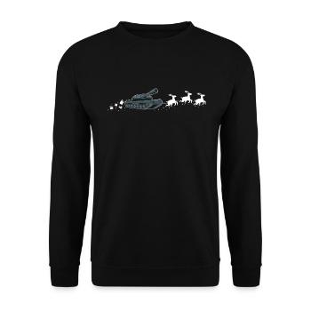Tank Santa Weihnachtsschlitten - Funny Tank Xmas - Unisex Pullover - Schwarz - Vorne - Alina (178cm) & Michal (187cm)