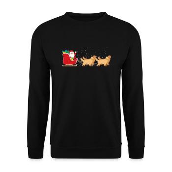 Golden Retriever Santa Weihnachtsschlitten - - Unisex Pullover - Schwarz - Vorne - Alina (178cm) & Michal (187cm)