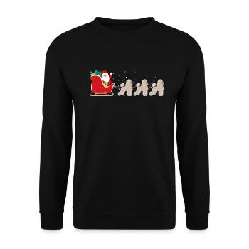 Pudel-Weihnachtsmann-Weihnachtsschlitten - Funny - Unisex Pullover - Schwarz - Vorne - Alina (178cm) & Michal (187cm)