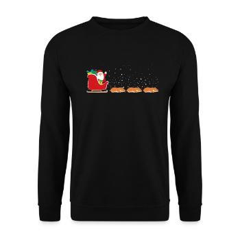 Hamster Santa Christmas Sleigh - Funny Hamster - Unisex Sweatshirt - black - Front - Alina (178cm) & Michal (187cm)