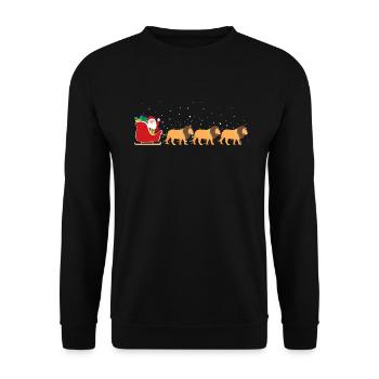 Lion Santa Christmas Sleigh - Drôle de Lion Noël - Sweat-shirt Unisexe - noir - Devant - Alina (178cm) & Michal (187cm)