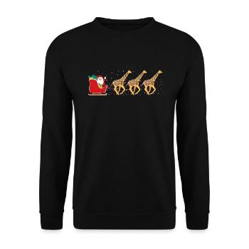 Giraffe Santa Claus Christmas Sleigh - Funny - Unisex Sweatshirt - black - Front - Alina (178cm) & Michal (187cm)