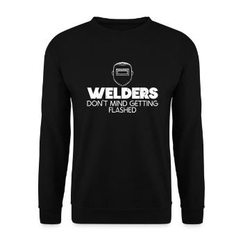 Schweißer Schweißen Handwerker Metallbauer - Unisex Pullover - Schwarz - Vorne - Alina (178cm) & Michal (187cm)