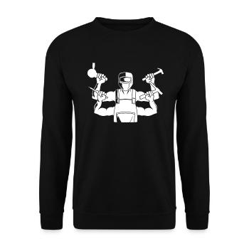 Schweißer Schweißen Handwerker Metallbauer - Unisex Pullover - Schwarz - Vorne - Alina (178cm) & Michal (187cm)