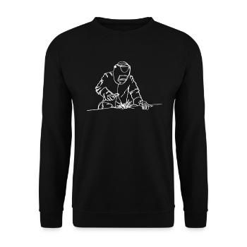 Welder Welding MetalWorker Oneline Art - Unisex Sweatshirt - black - Front - Alina (178cm) & Michal (187cm)