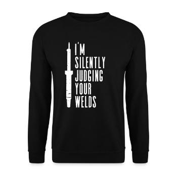 Schweißer Schweißen Handwerker Metallbauer - Unisex Pullover - Schwarz - Vorne - Alina (178cm) & Michal (187cm)