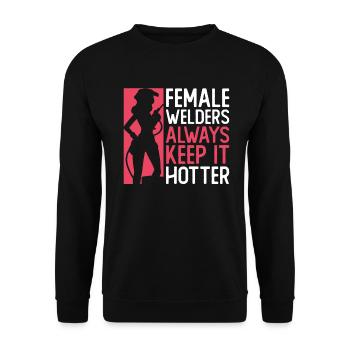 Schweißer Frau Schweißen Handwerker Metallbauer - Unisex Pullover - Schwarz - Vorne - Alina (178cm) & Michal (187cm)