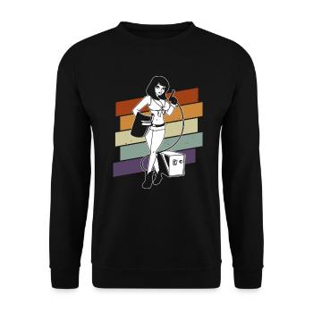 Schweißer Frau Schweißen Handwerker Metallbauer - Unisex Pullover - Schwarz - Vorne - Alina (178cm) & Michal (187cm)